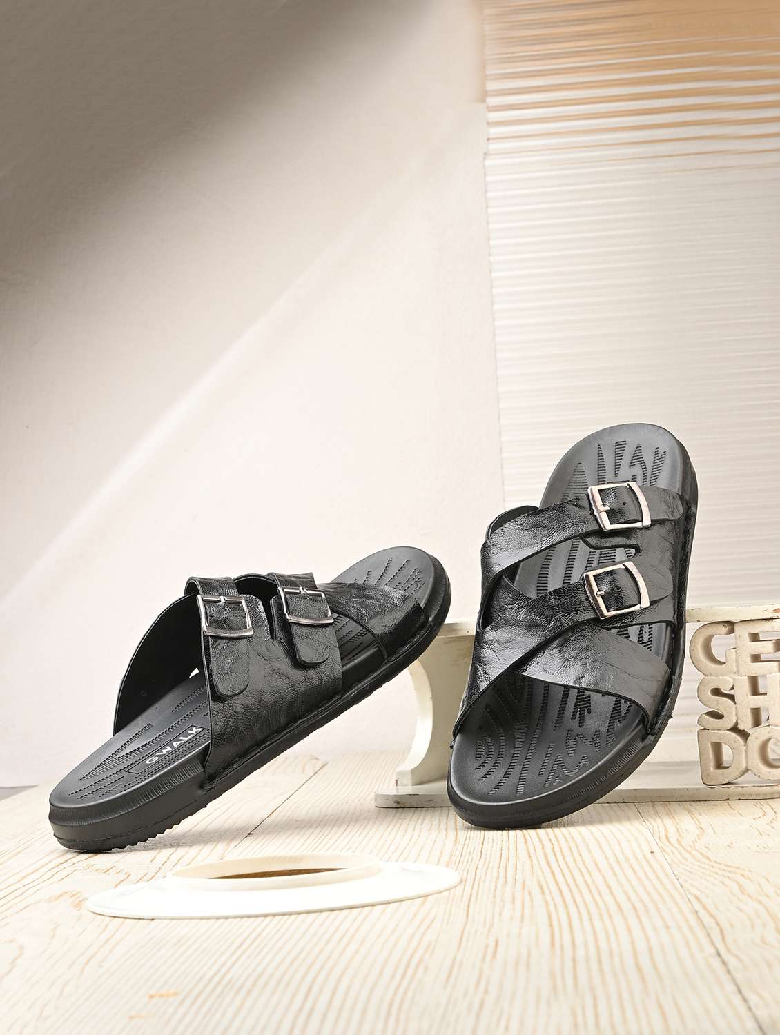 men black slip on sandal - 22003910 -  Zoom Image - 0