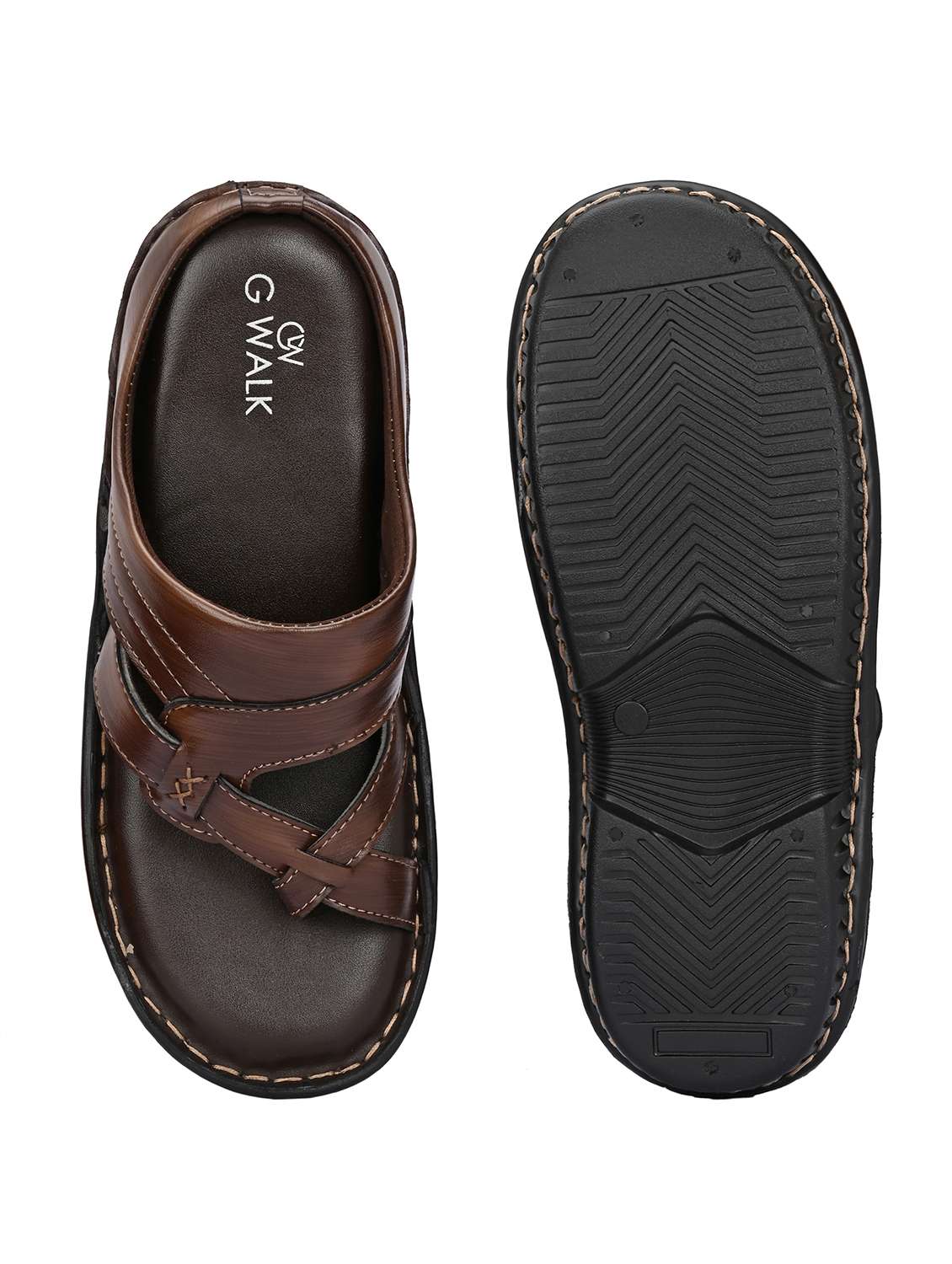 men brown toe seperator sandal - 22003920 - Standard Image - 5