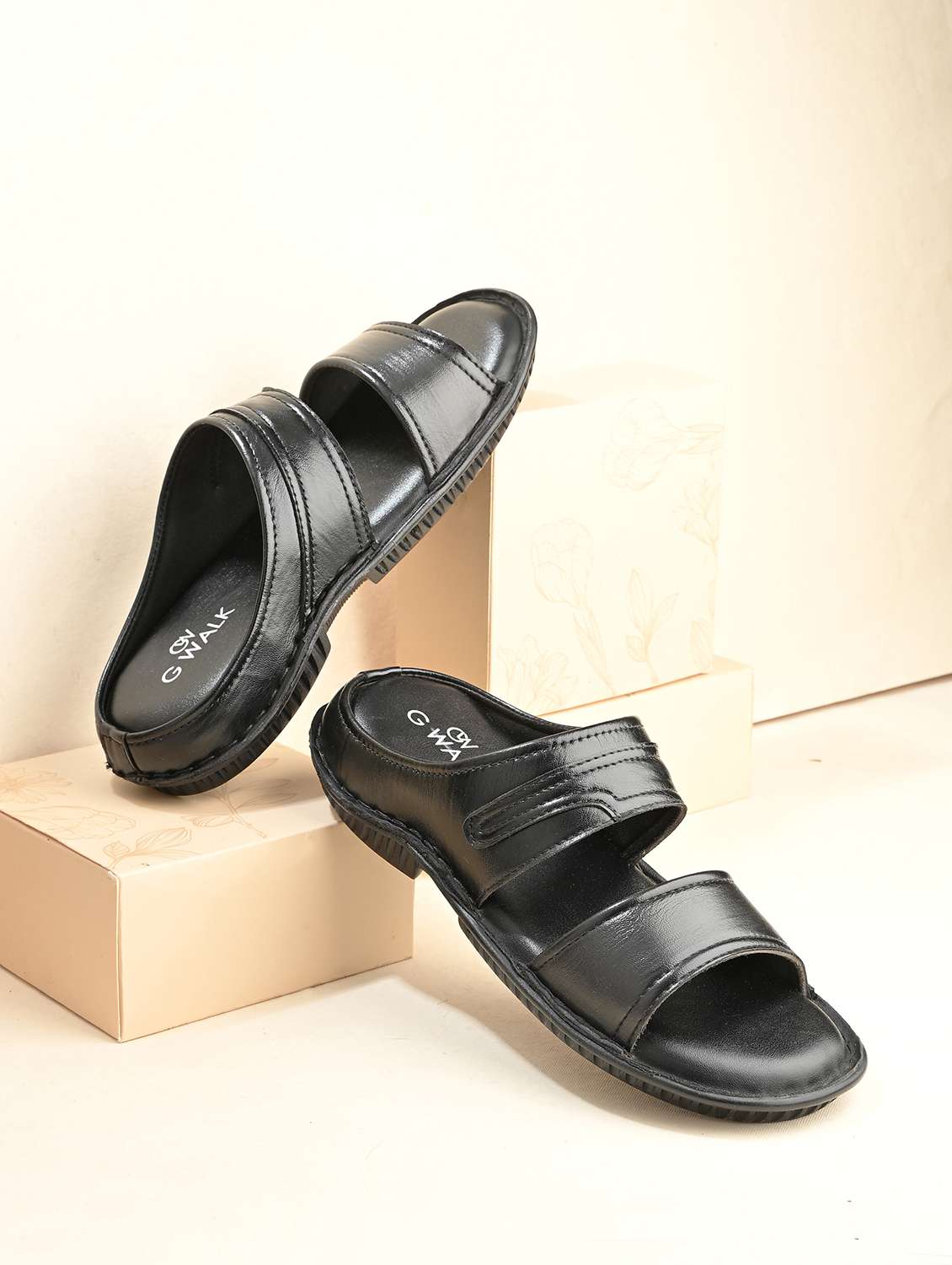 men black slip on sandal