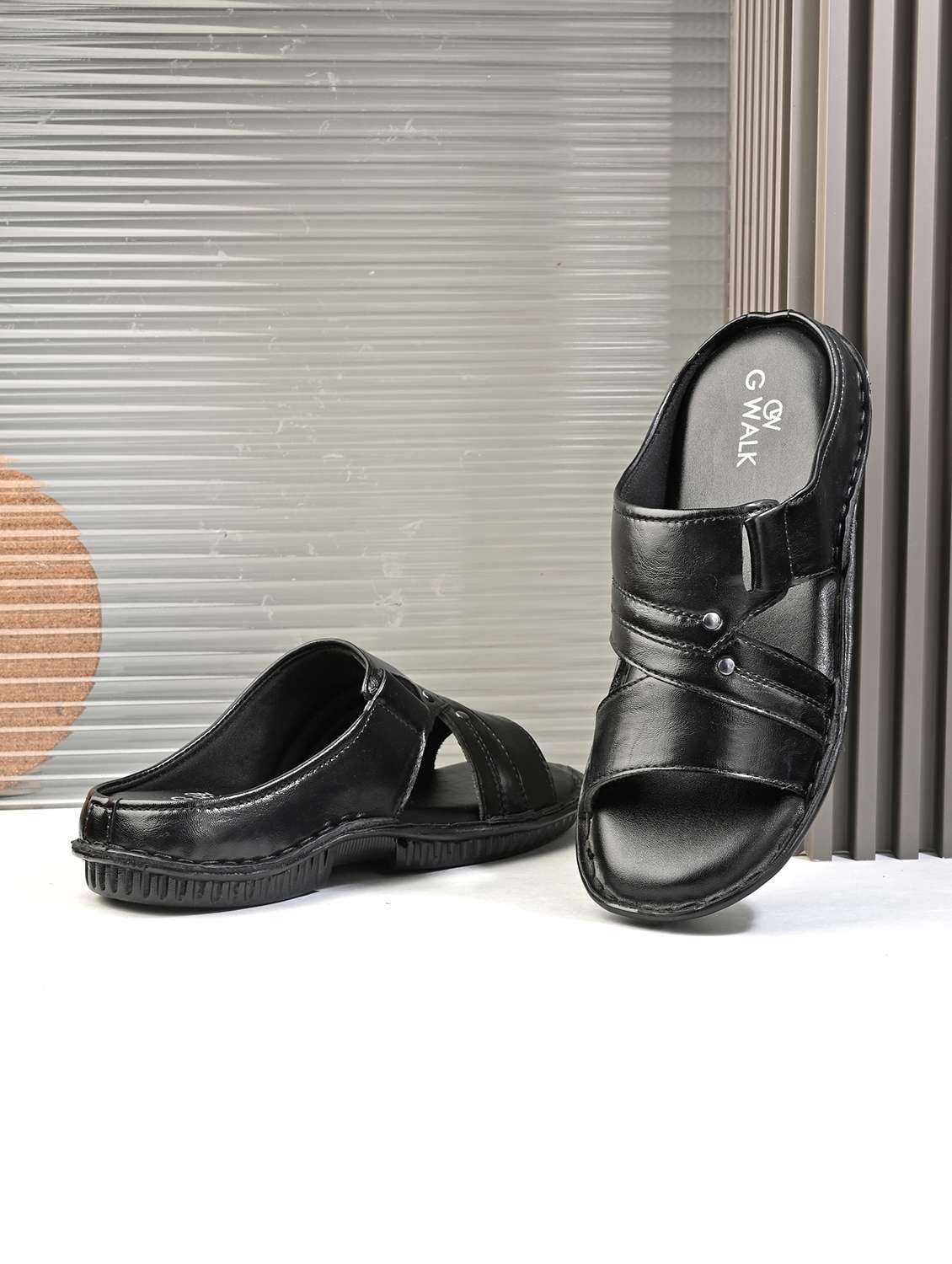 men black slip on sandal