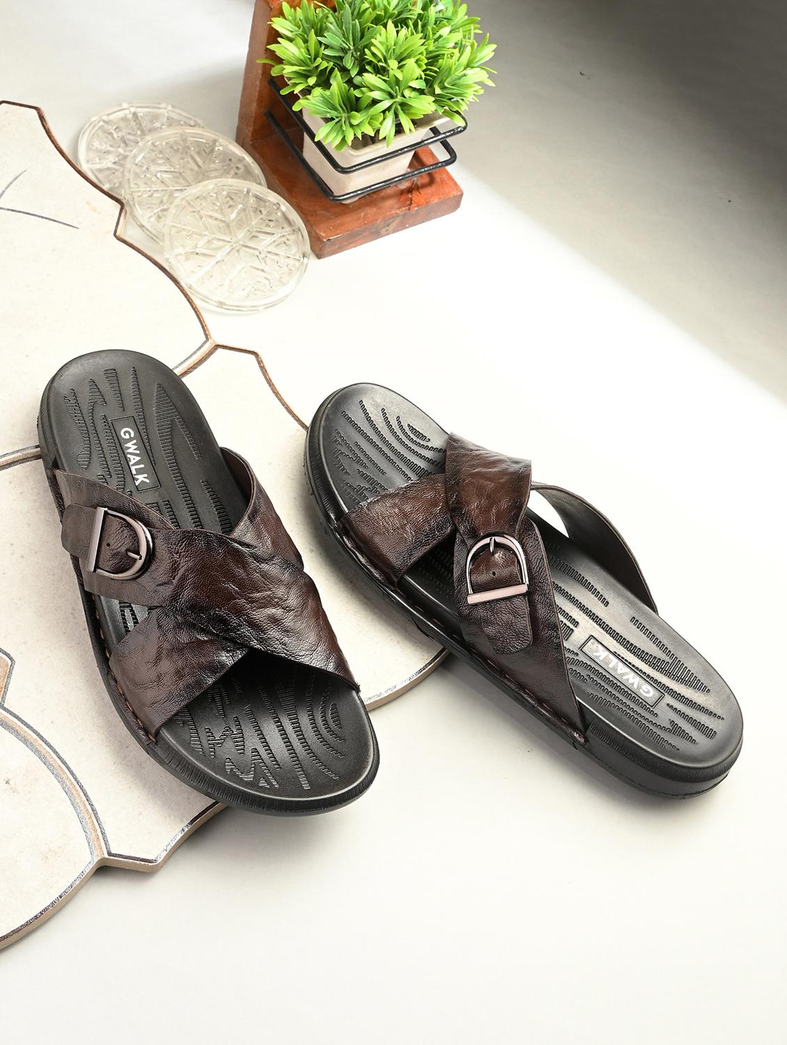 men brown slip on sandal - 22003931 - Zoom Image - 0