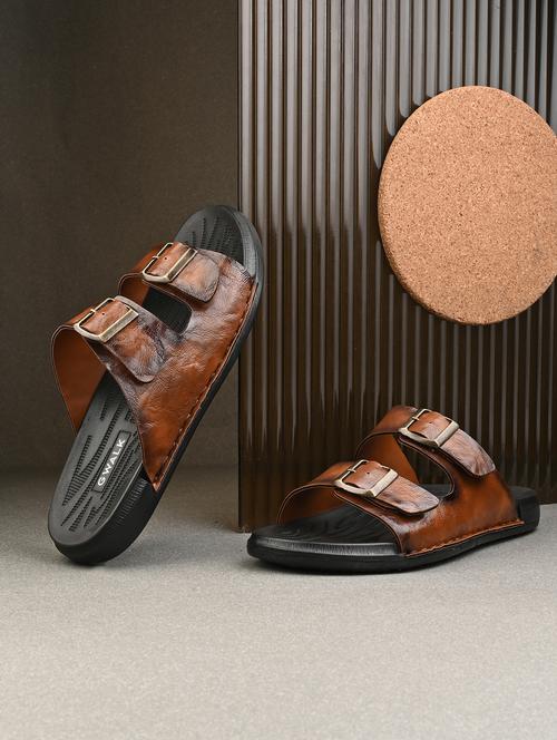 men tan slip on sandal - 22003945 - Standard Image - 0