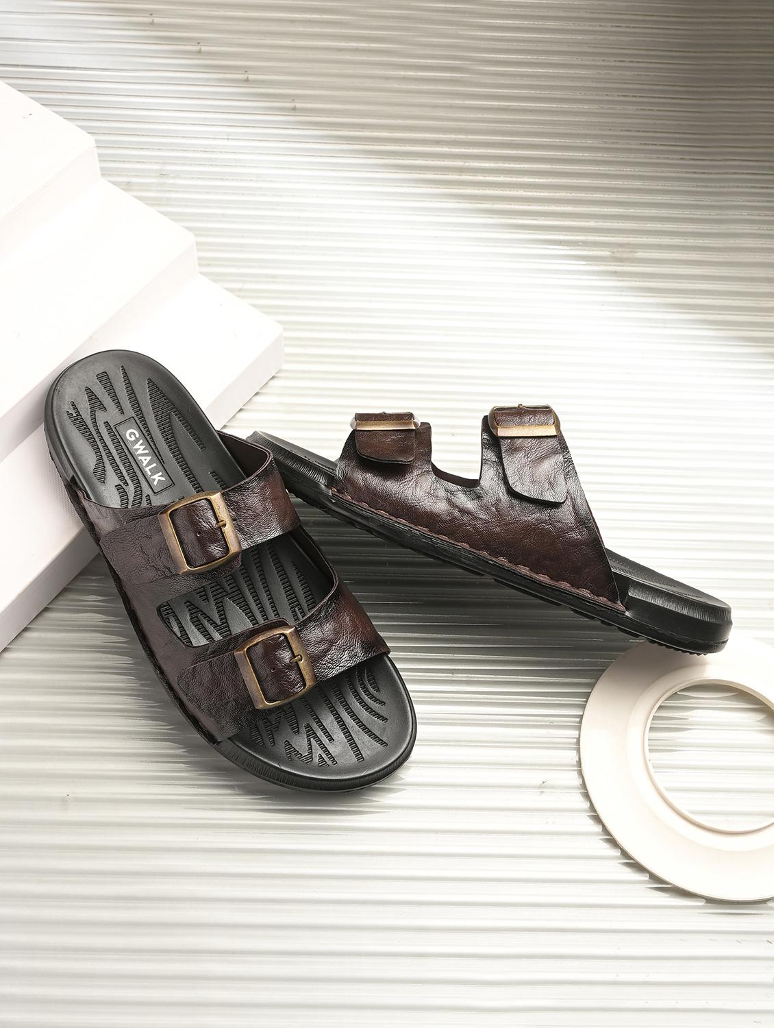 men brown slip on sandal - 22003946 - Zoom Image - 0