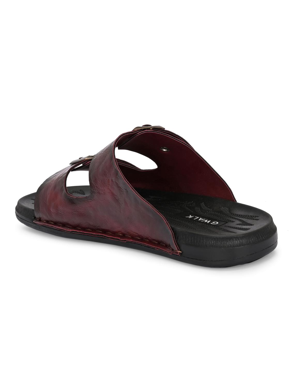 men burgundy slip on sandal - 22003947 - Standard Image - 3