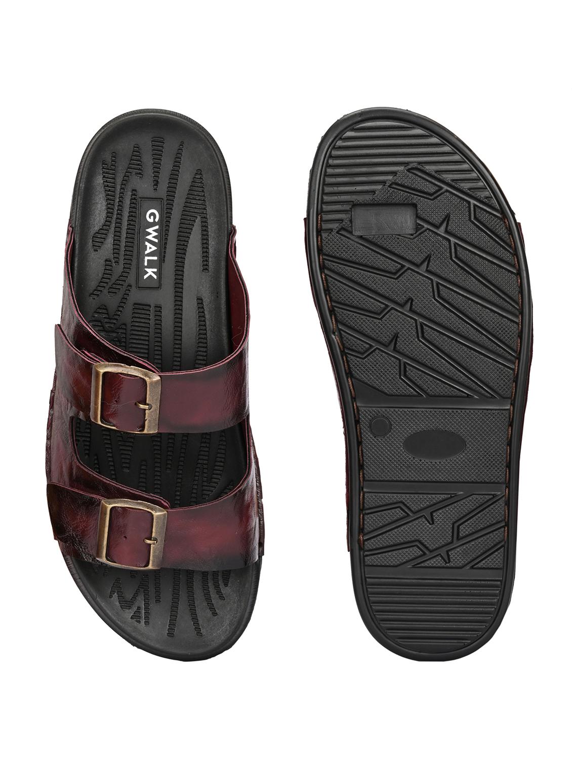 men burgundy slip on sandal - 22003947 - Standard Image - 5