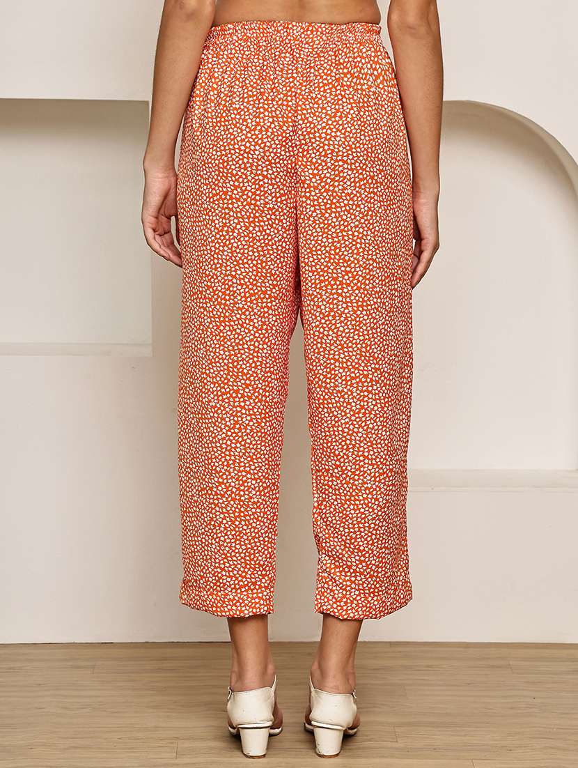 women printed mid rise ankle length straight trouser - 22003951 - Standard Image - 3
