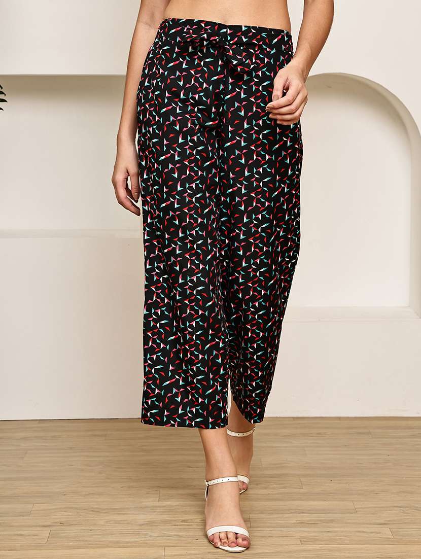 women printed mid rise ankle length straight trouser - 22003953 - Zoom Image - 0