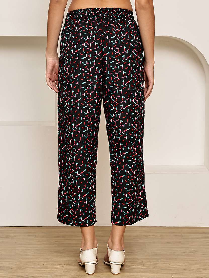women printed mid rise ankle length straight trouser - 22003953 - Standard Image - 3