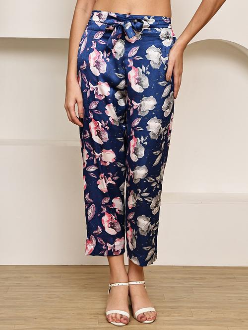 women floral printed mid rise ankle length straight trouser - 22003955 -  Standard Image - 0