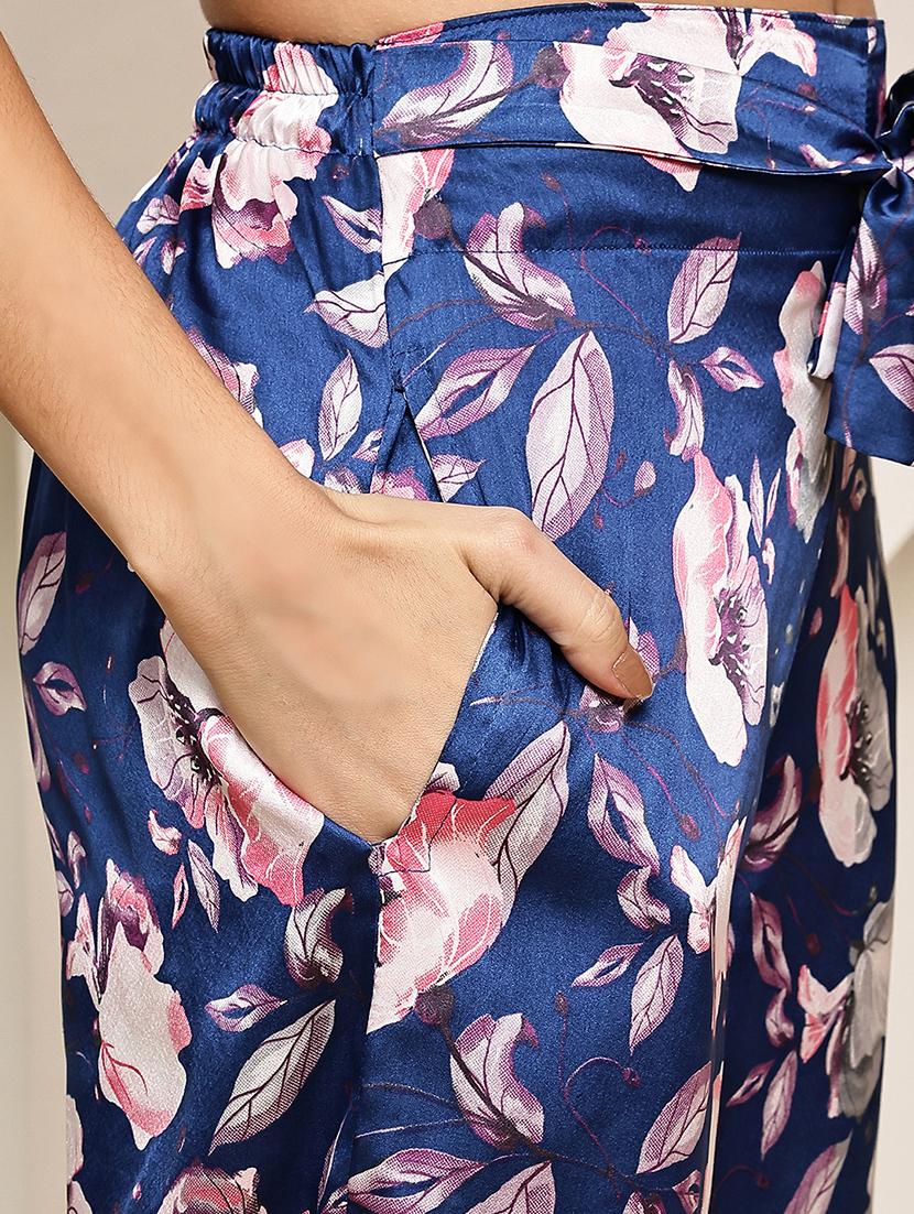 women floral printed mid rise ankle length straight trouser - 22003955 - Standard Image - 5