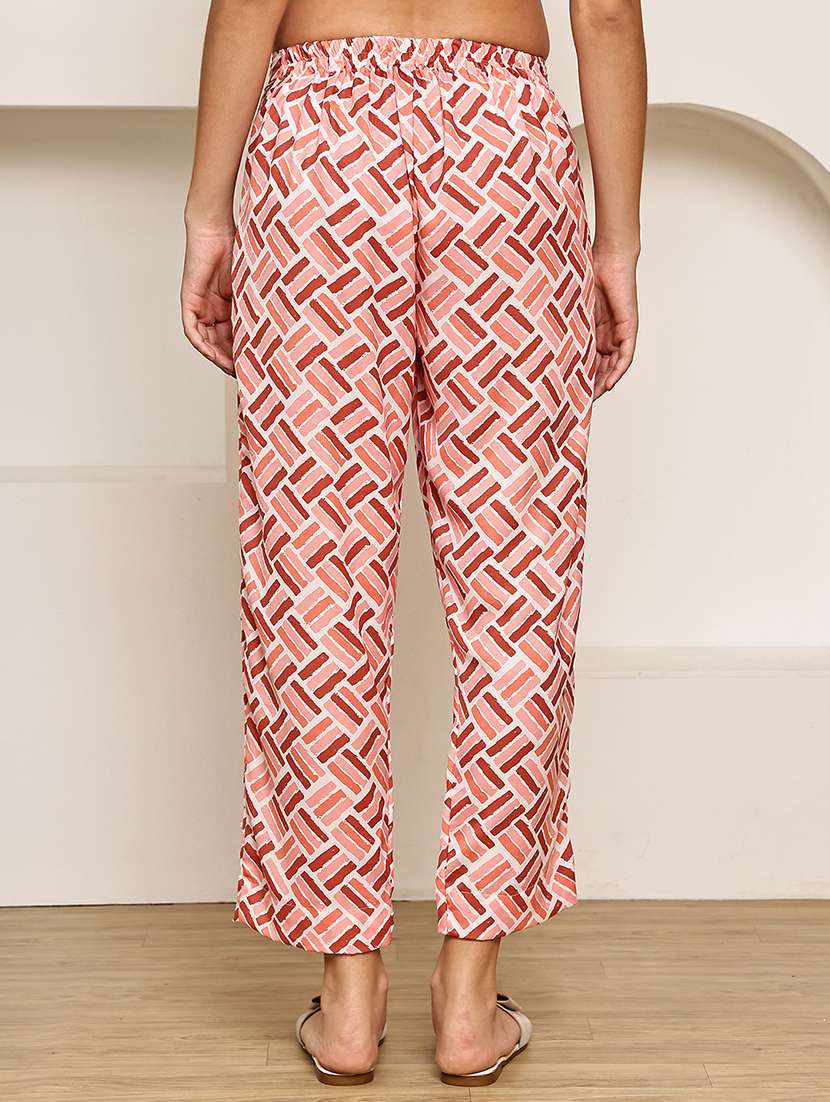 women printed mid rise ankle length straight trouser - 22003960 - Standard Image - 3
