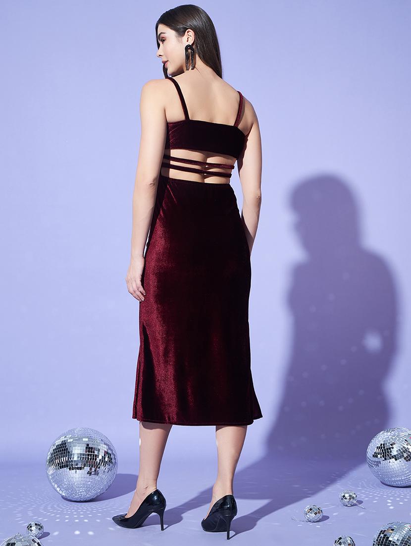women solid shoulder strap sheath dress - 22003961 - Standard Image - 5
