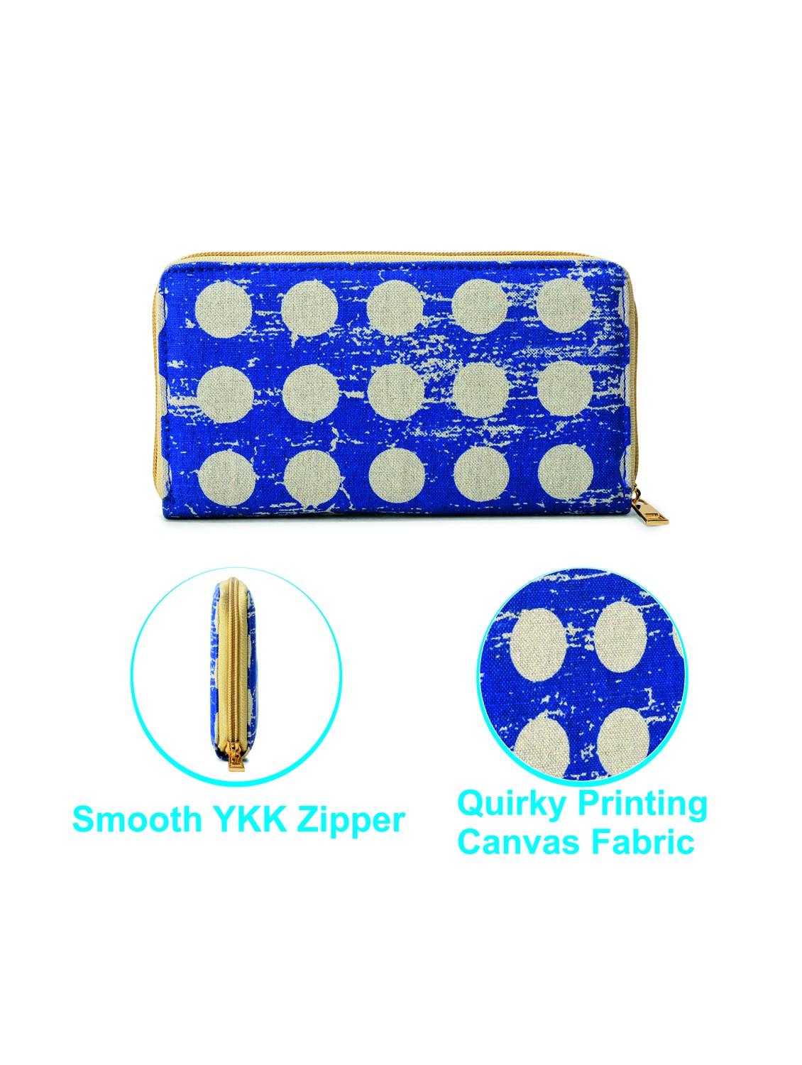 women polka dot blue fabric wallet - 22003964 - Standard Image - 5