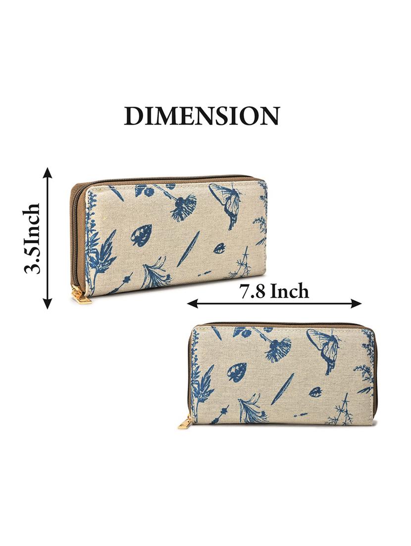 printed beige canvas zip around wallet - 22003965 - Standard Image - 3