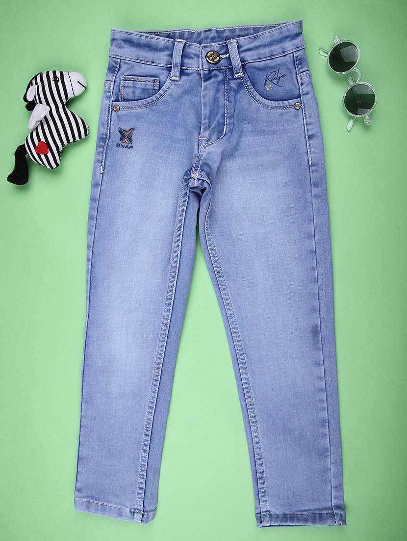 boys solid mid rise slim fit jean