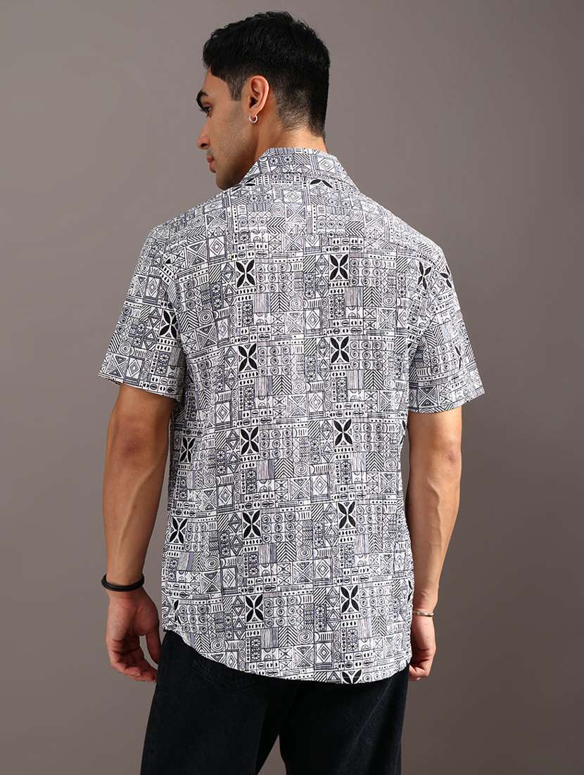 men printed short sleeve regular fit casual shirt - 22003994 -  Standard Image - 3
