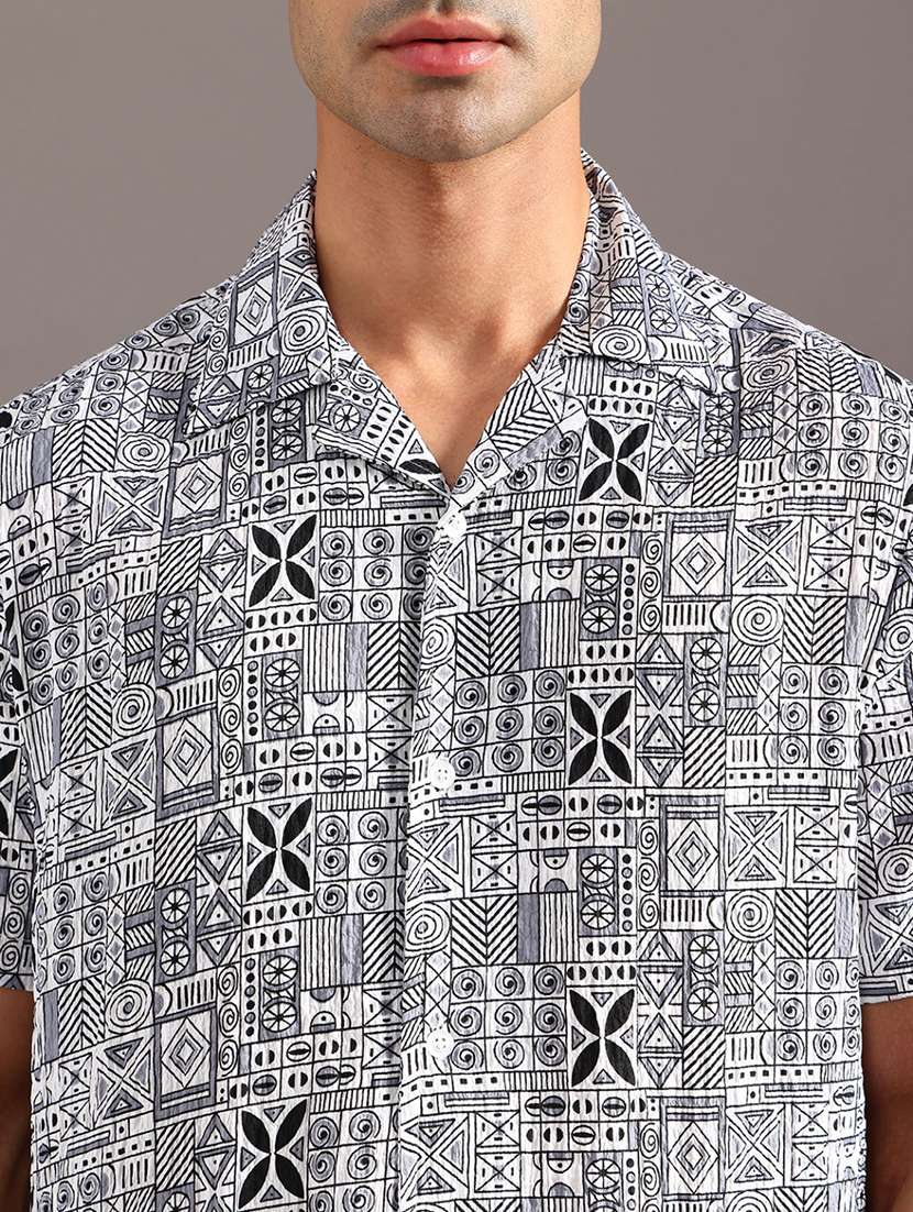 men printed short sleeve regular fit casual shirt - 22003994 -  Standard Image - 5