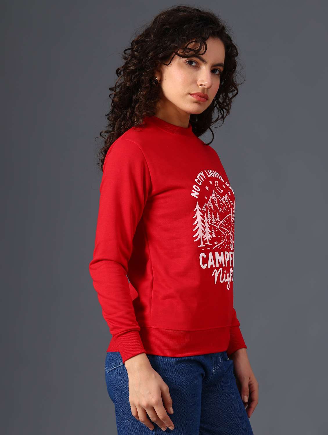 red fleece chest print sweatshirt - 22004072 -  Standard Image - 3