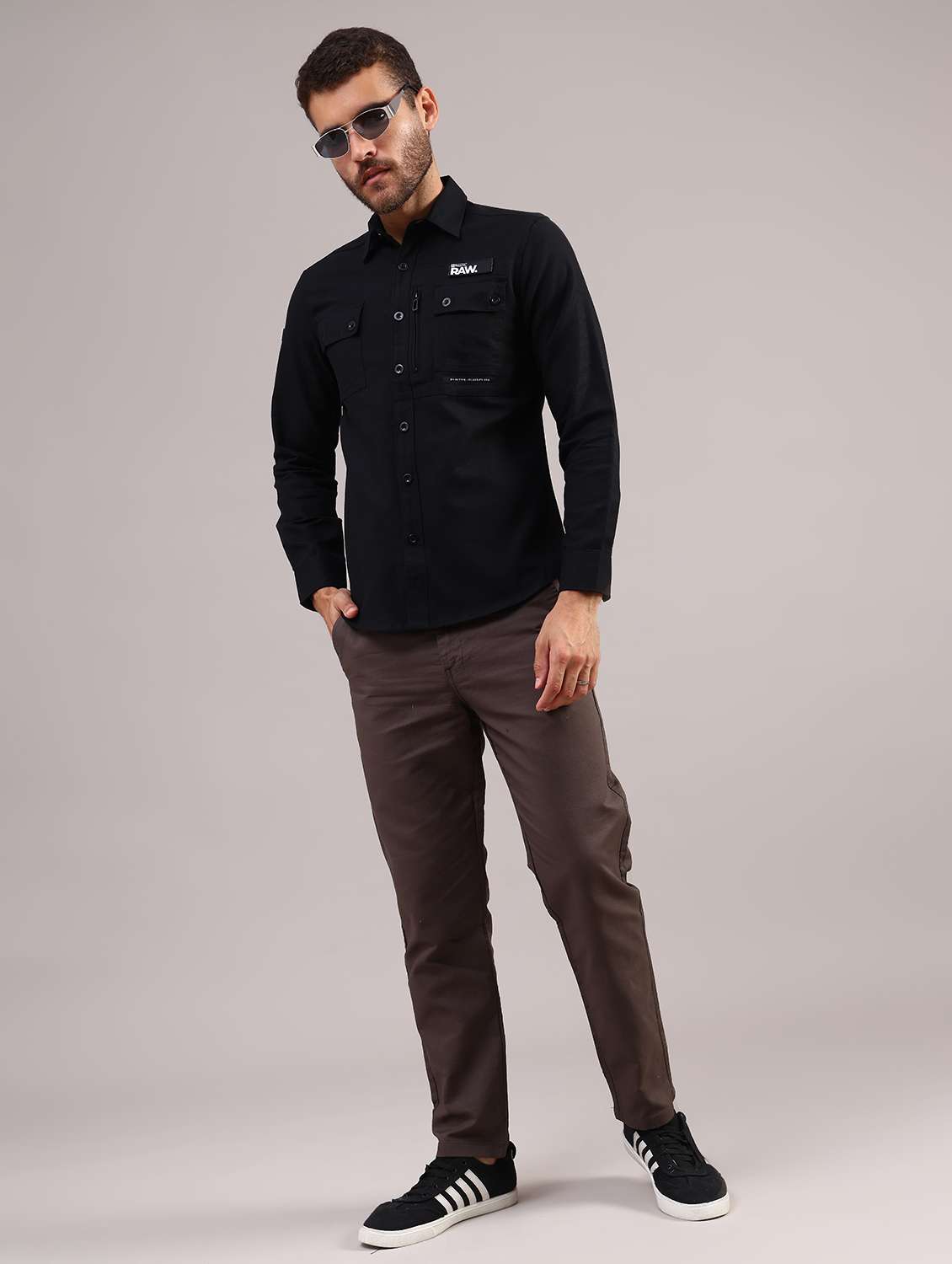 men solid collared long sleeve shirt - 22004201 -  Standard Image - 5