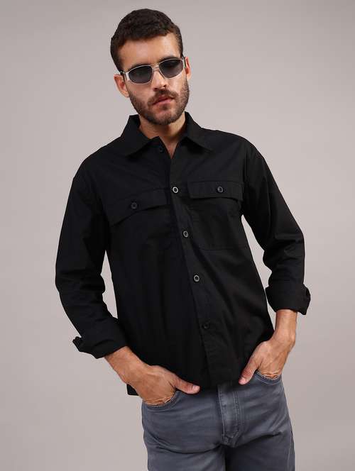 men solid collared long sleeve shirt - 22004202 -  Standard Image - 0