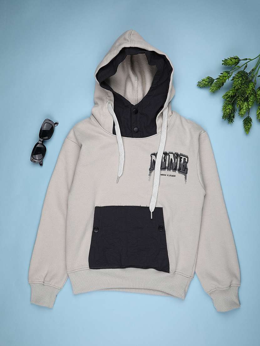 boys color blocked long sleeve hooded sweatshirt