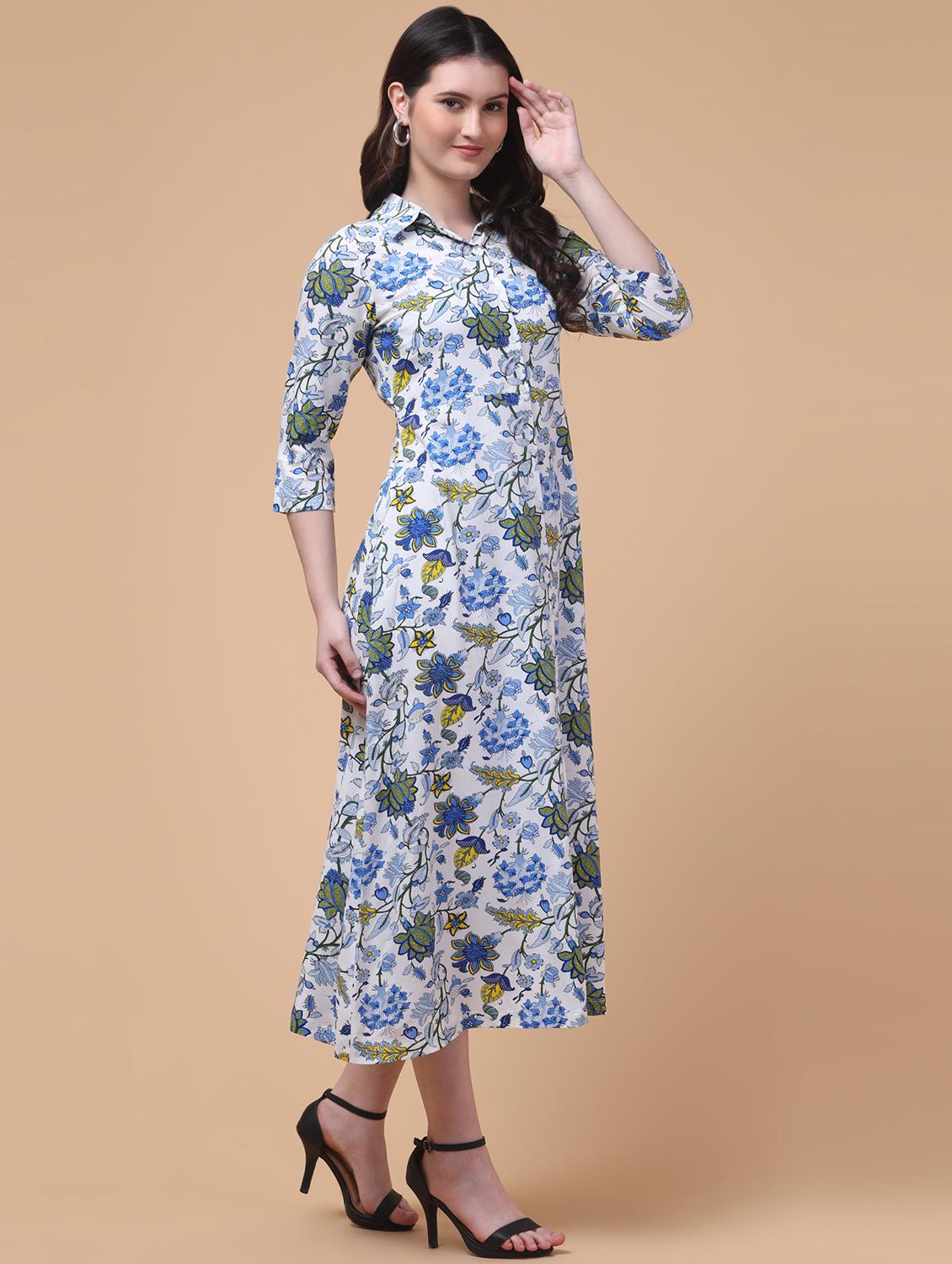 women floral print collared shirt dress - 22004338 - Standard Image - 3