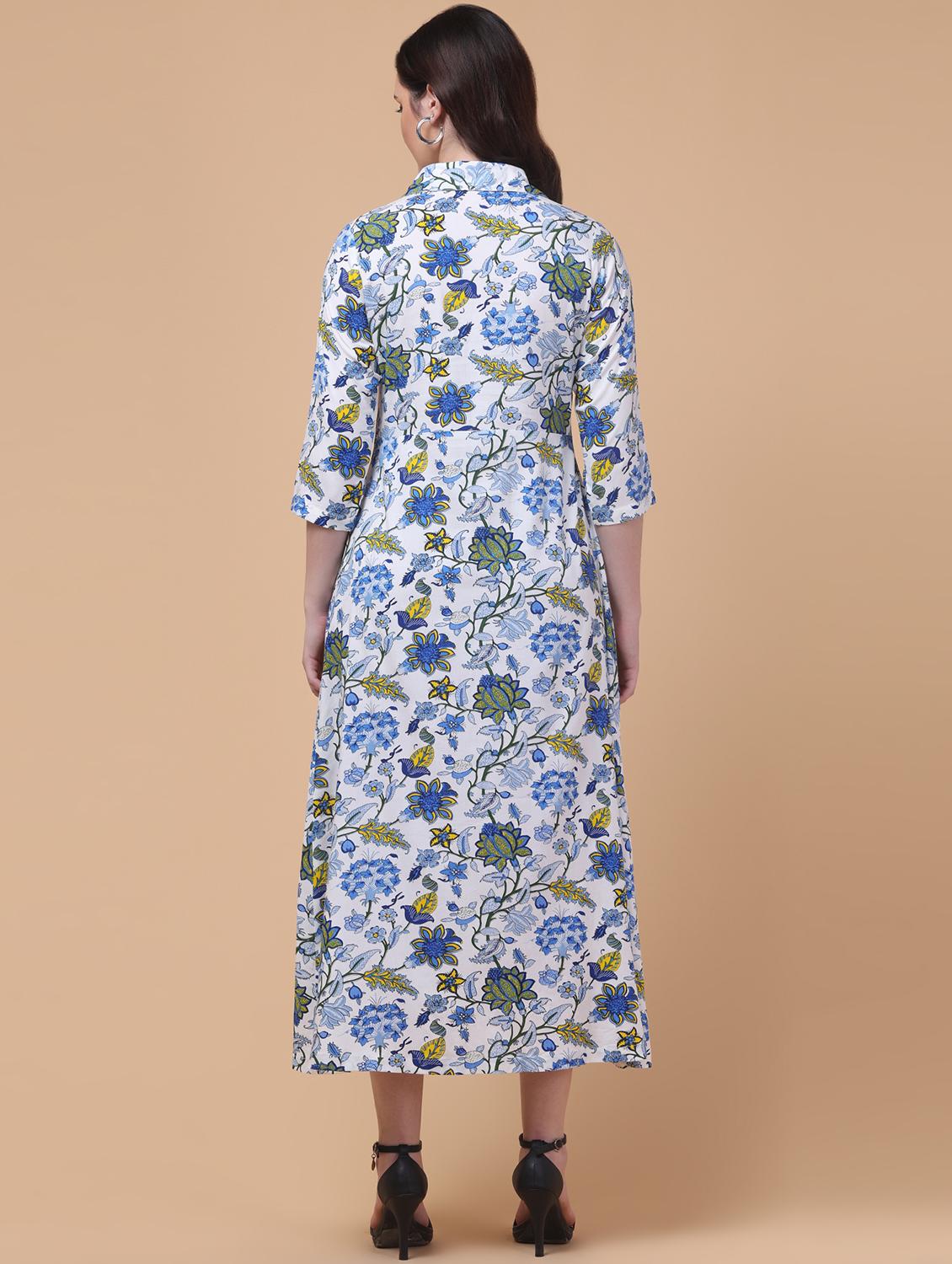 women floral print collared shirt dress - 22004338 - Standard Image - 5
