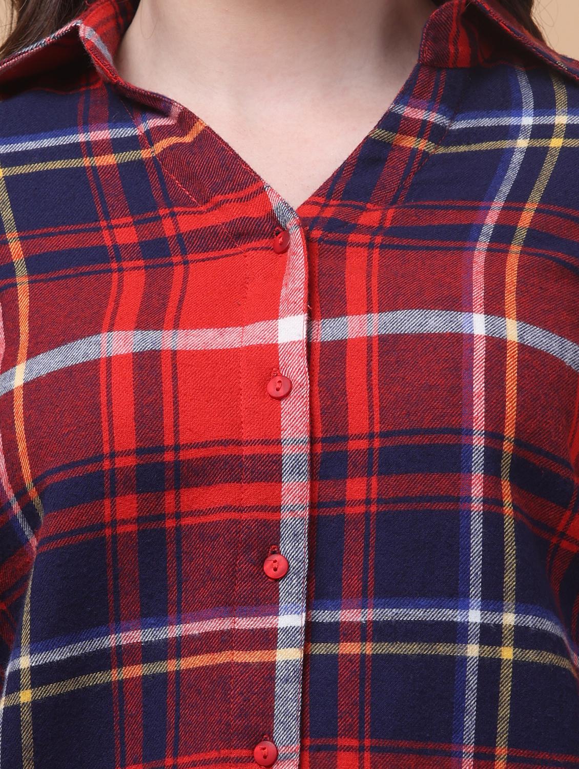women checkered collared long sleeve shirt - 22004343 - Standard Image - 5