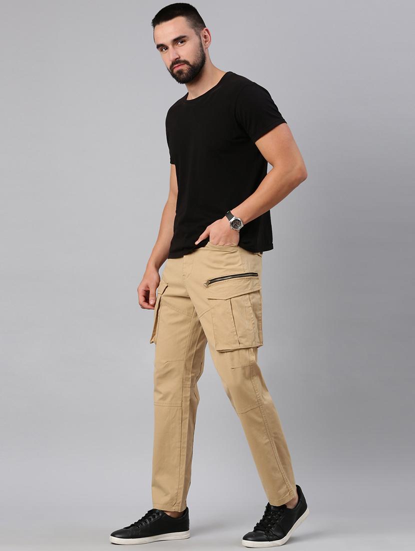 men solid mid rise regular fit cargo - 22004345 - Standard Image - 3