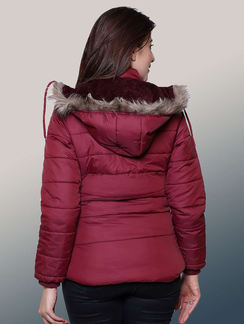 women solid long sleeve hooded quilted jacket - 22004351 - Standard Image - 3
