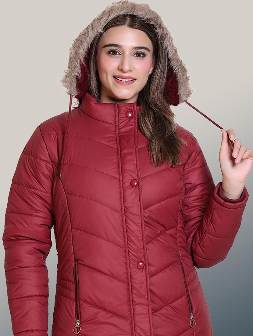 women solid long sleeve hooded quilted jacket - 22004352 -  Zoom Image - 0