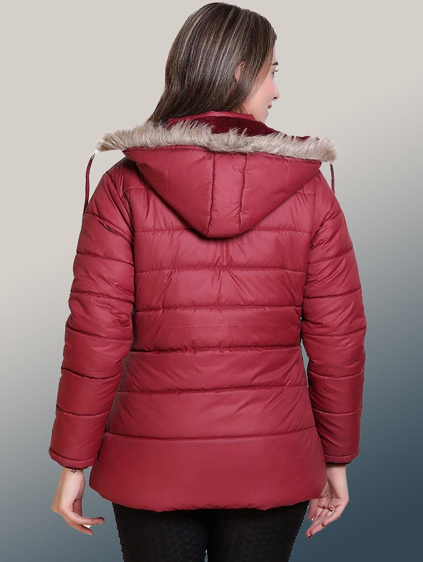 women solid long sleeve hooded quilted jacket - 22004352 - Standard Image - 3