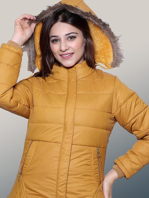 women solid long sleeve hooded quilted jacket - 22004353 - Standard Image - 0
