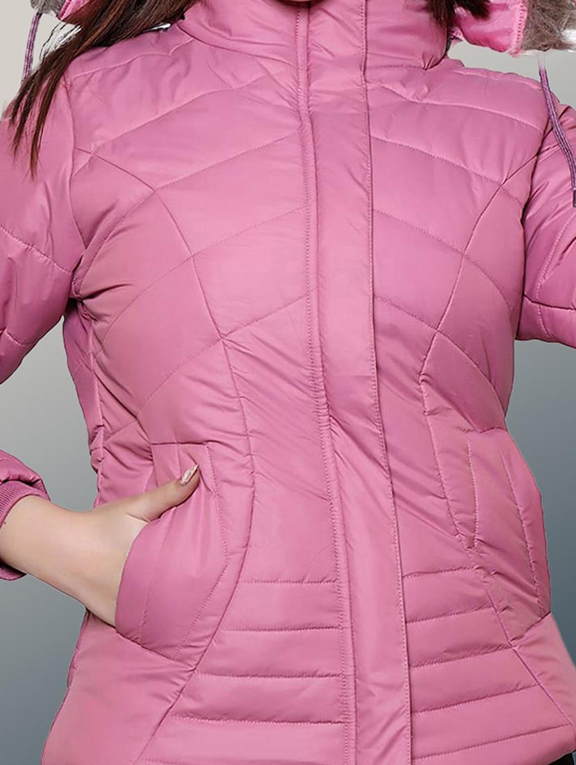women solid long sleeve hooded quilted jacket - 22004356 - Standard Image - 3
