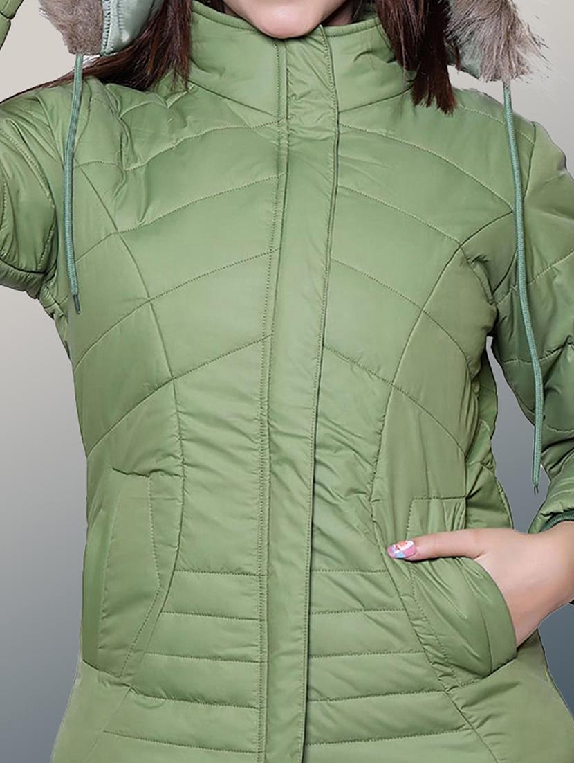 women solid long sleeve hooded quilted jacket - 22004357 - Standard Image - 3