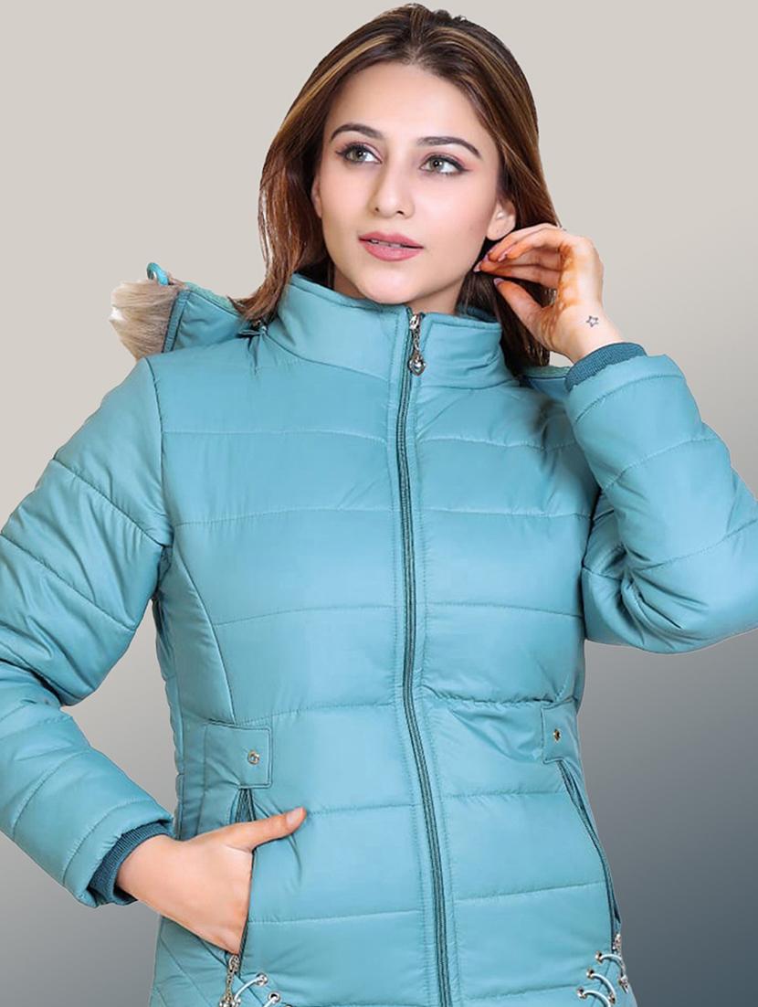 women solid long sleeve hooded quilted jacket - 22004359 - Zoom Image - 0
