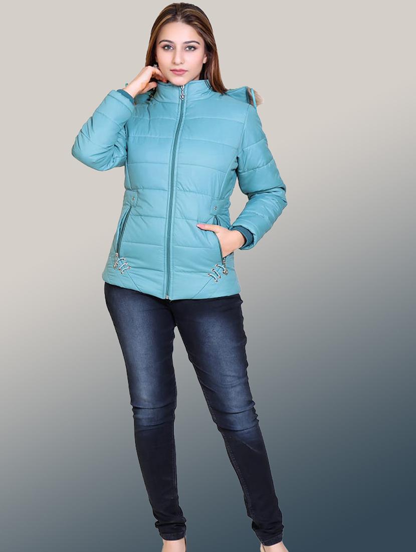 women solid long sleeve hooded quilted jacket - 22004359 - Standard Image - 3