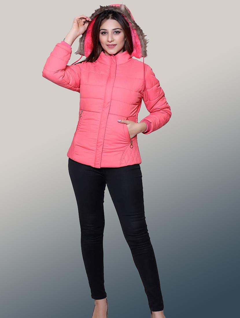women solid long sleeve hooded quilted jacket - 22004373 - Standard Image - 3