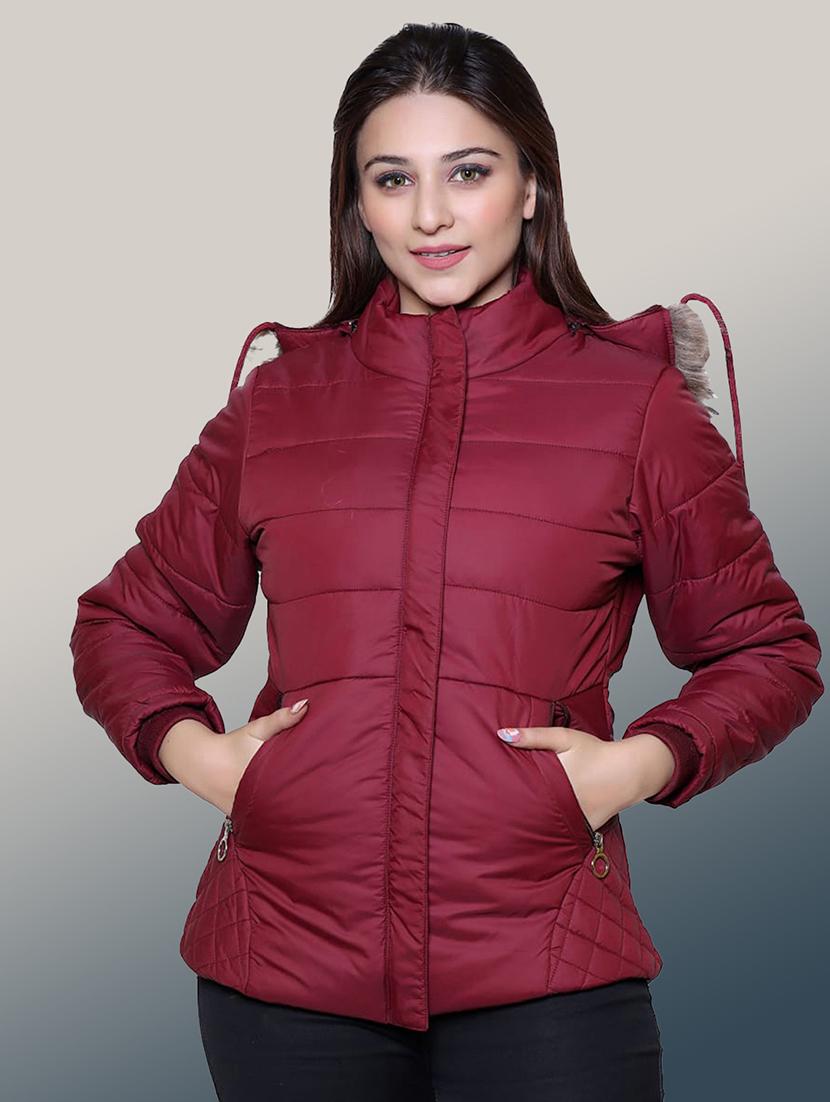 women solid long sleeve hooded quilted jacket - 22004375 - Zoom Image - 0