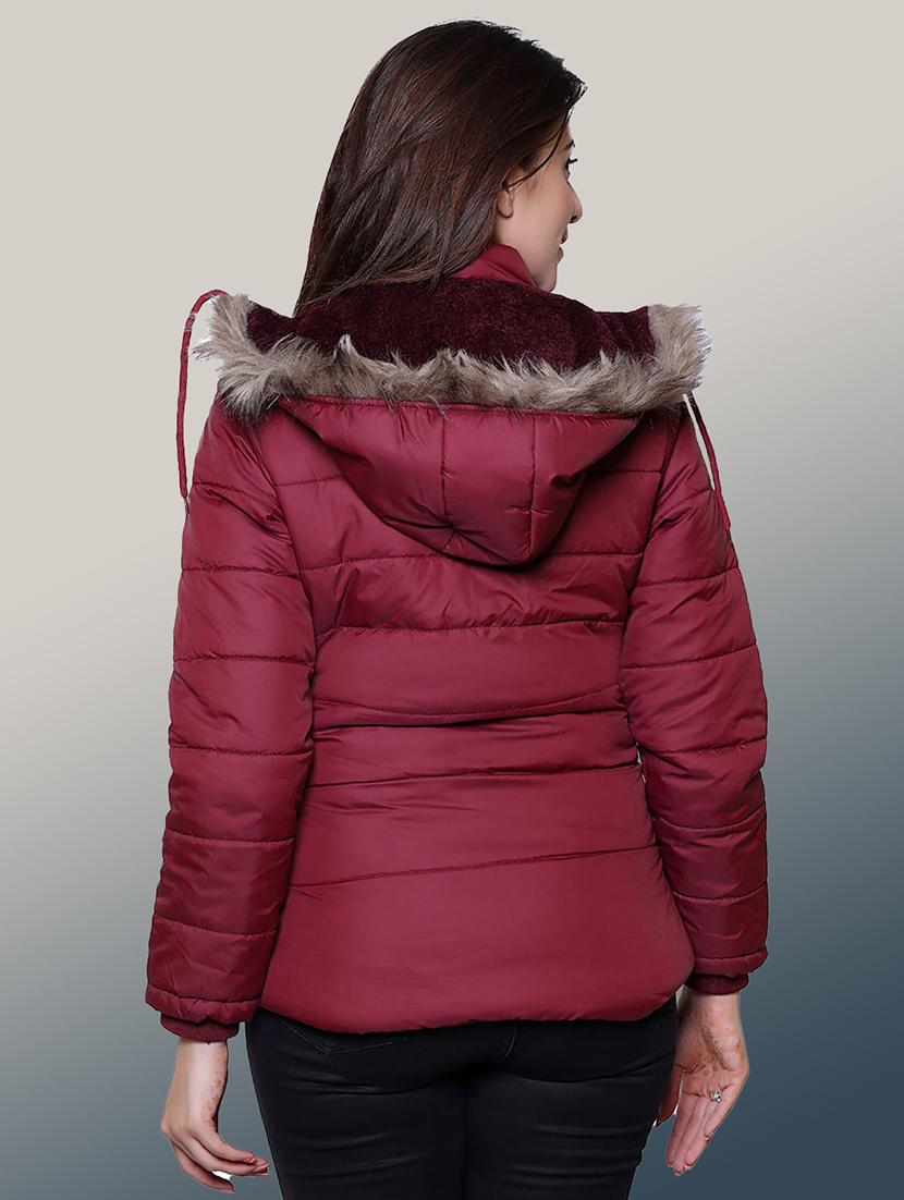 women solid long sleeve hooded quilted jacket - 22004375 - Standard Image - 3