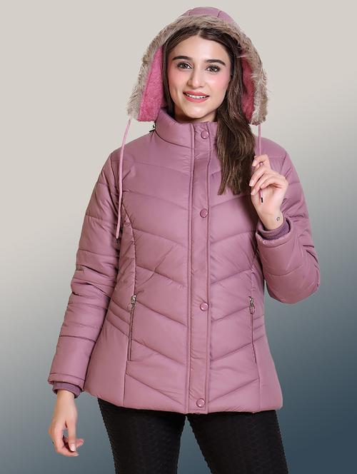 women solid long sleeve hooded quilted jacket - 22004378 - Standard Image - 0