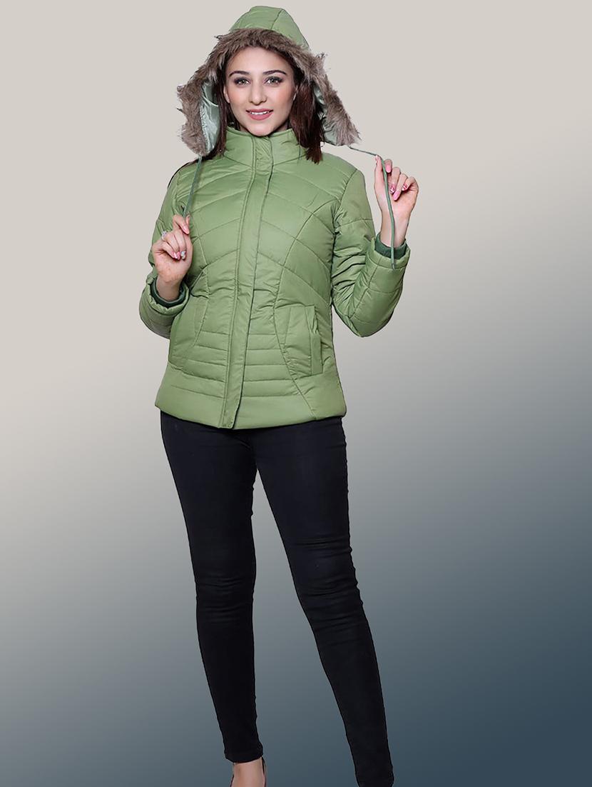 women solid long sleeve hooded quilted jacket - 22004381 - Standard Image - 3