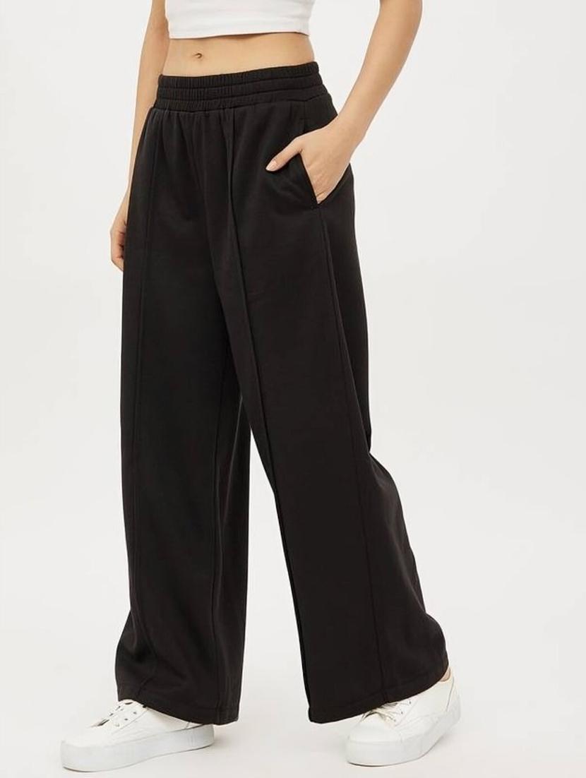 women black solid mid rise wide leg trouser - 22004405 - Zoom Image - 0