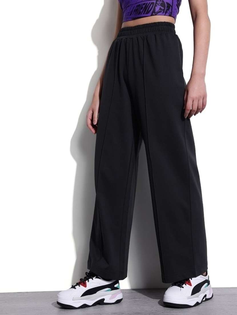 women black solid high rise straight trouser - 22004409 - Zoom Image - 0