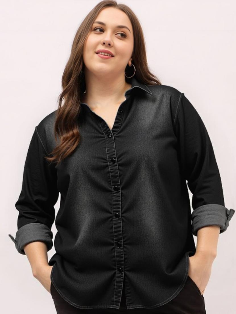 black denim regular shirt - 22004411 - Zoom Image - 0