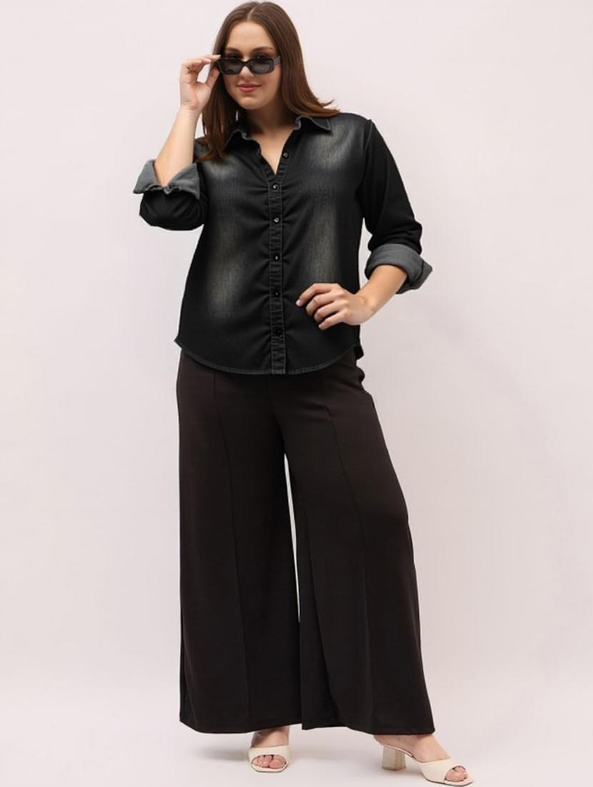 black denim regular shirt - 22004411 - Standard Image - 3
