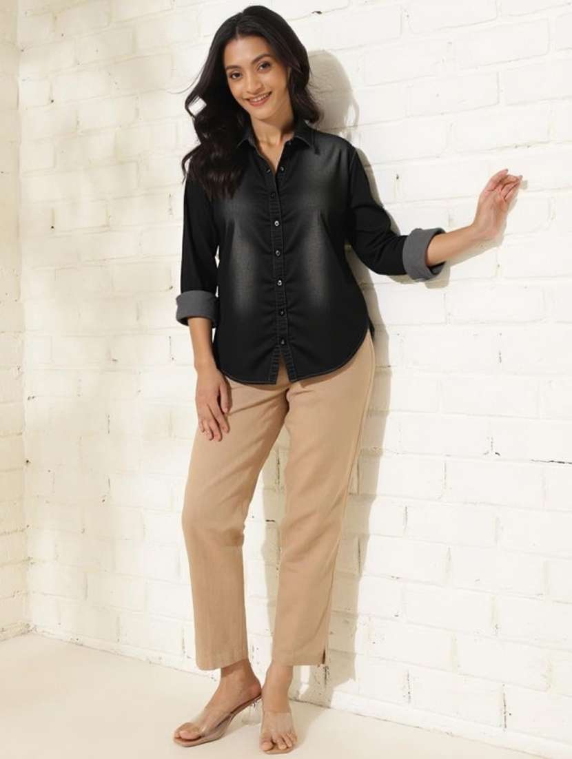 black denim regular shirt - 22004412 - Standard Image - 3