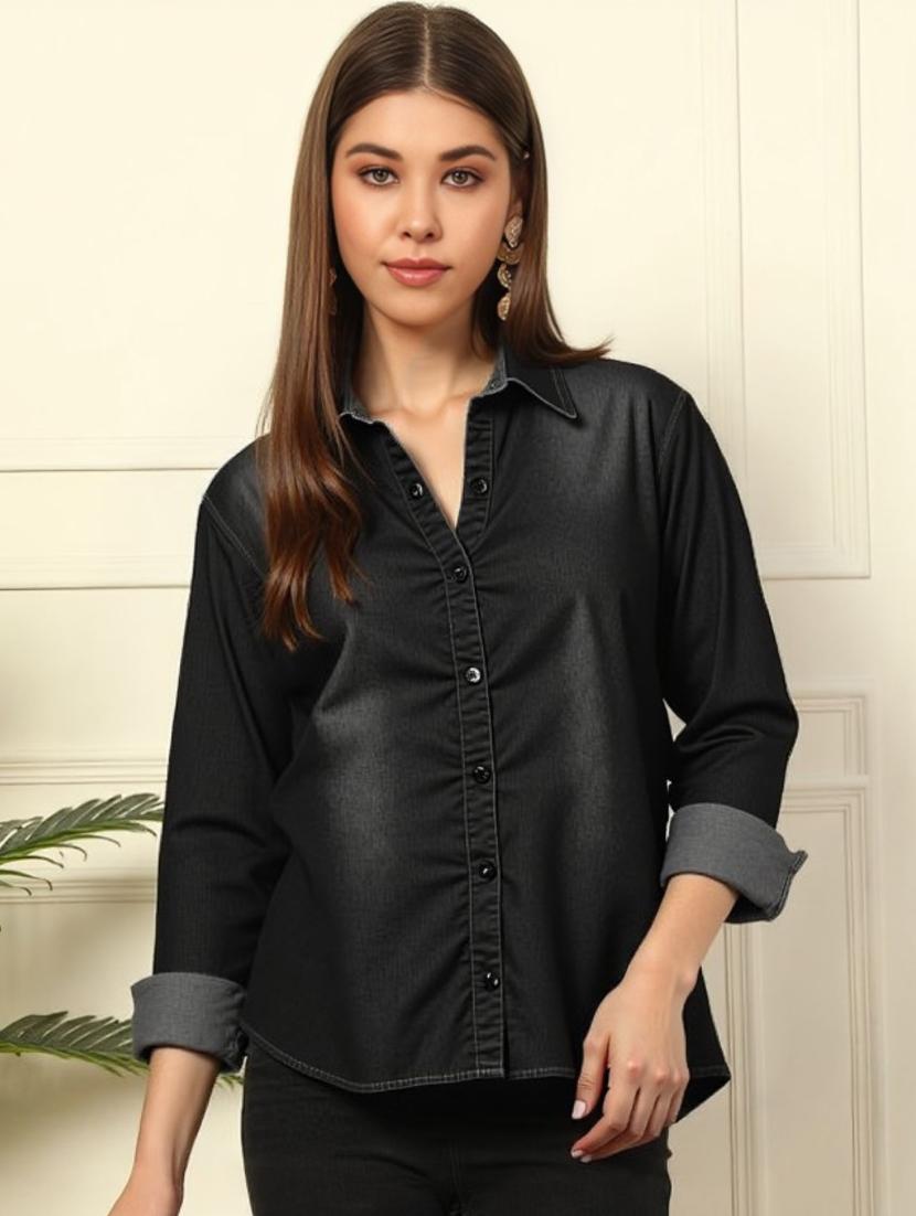 black denim shirt - 22004413 - Zoom Image - 0