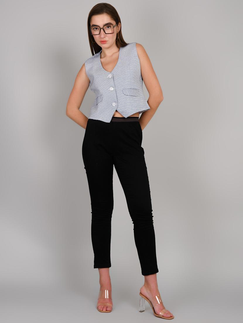 grey cotton blend crop top - 22004416 - Standard Image - 3