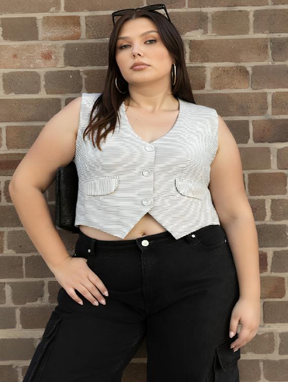 white cotton blend crop top